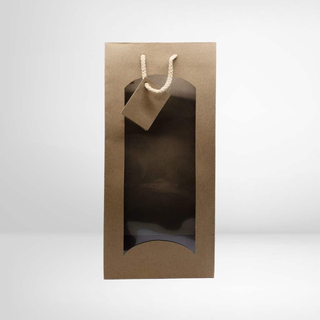 Braune Doppel-Weintasche mit Sichtfenster aus dem Regionalshop Deggendorf
